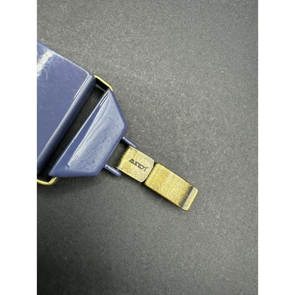 J.Crew Signed Blue Jumbo Enameled Metal Chunky Link Statement Bracelet